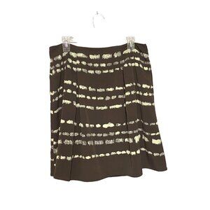 Simply Vera Vera Wang Semi-Pleated A-Line Skirt Brown &‎ Ivory Women’s 10